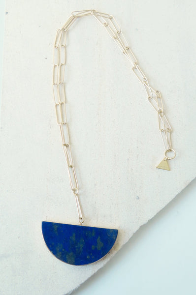 Half Moonstone Paperclip Chain Necklace