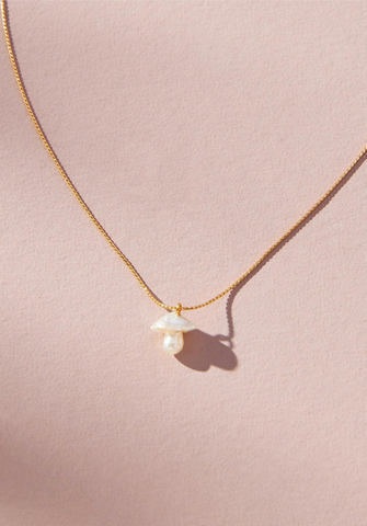 Pearl Mushroom Charm Necklace