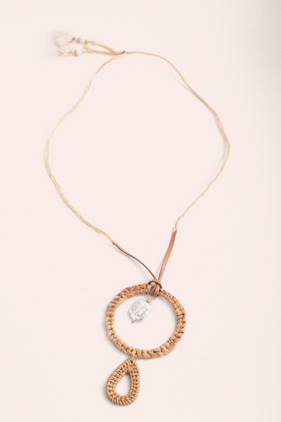 Braided Drop Necklace - Pearl