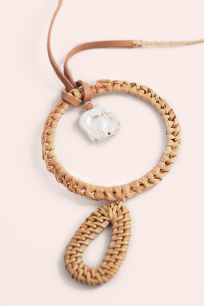 Braided Drop Necklace - Pearl