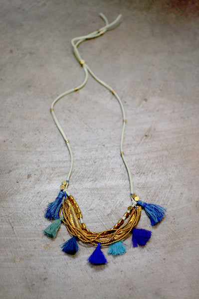 GMA Dancing Tassels Necklace - Blue