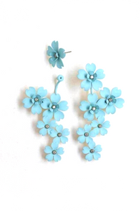 Cherry Blossom Front Back Statement Earrings - Turquoise